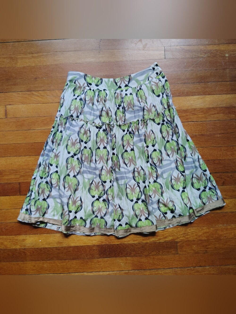 Schumacher Designer Floral Midi Skirt Cottagecore Coquette Large Cotton Silk